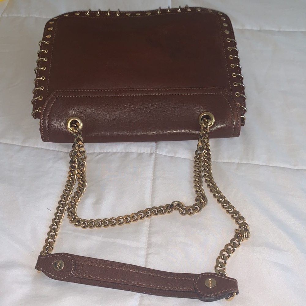 Emilio Pucci Brown Leather Shoulder Bag with Gold Chain. Vintage - Picture 11 of 16
